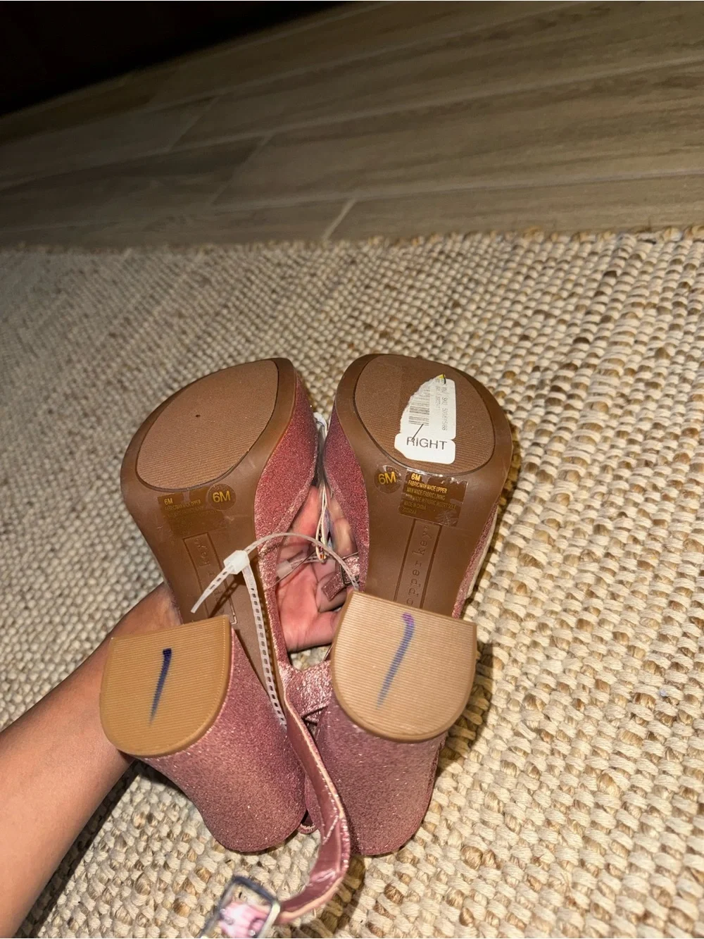 Copper Key Pink Glitter Rhinestone Butterfly Platform Heels (Size 6M)